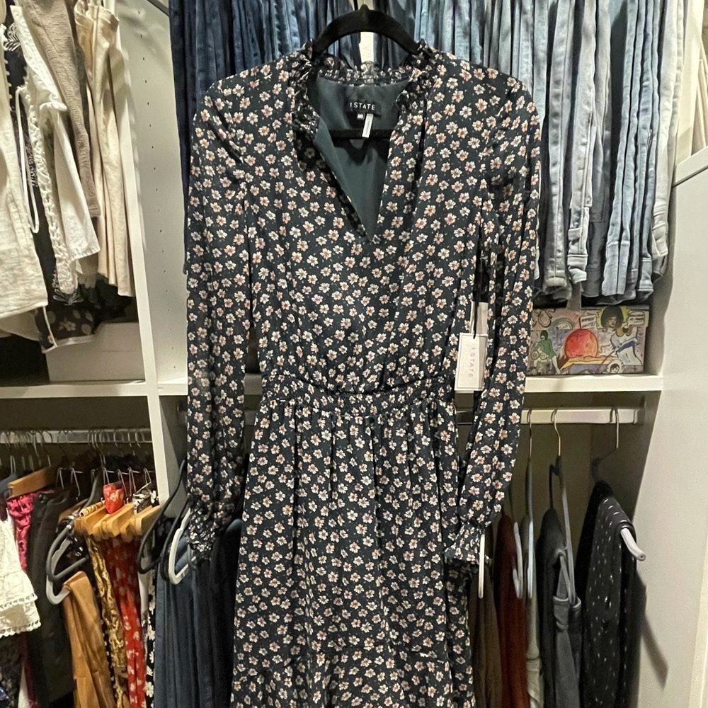 1 State brand green floral dress - Picture 2 of 4